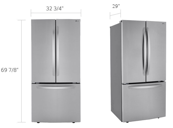 LG LRFCS2523S 33 Inch French Door Refrigerator Standard Depth