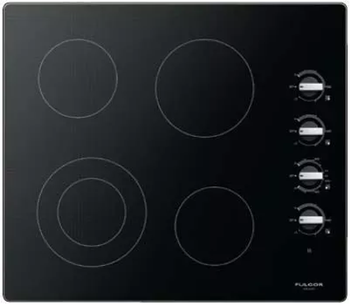 Fulgor Milano F3RK24S2 Electric Cooktop 4 Burners Knob Controls Black with Stainless Frame