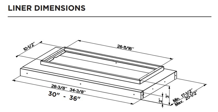 Faber LINSPT361228 Hood Liner 36" self supporting liner hardware