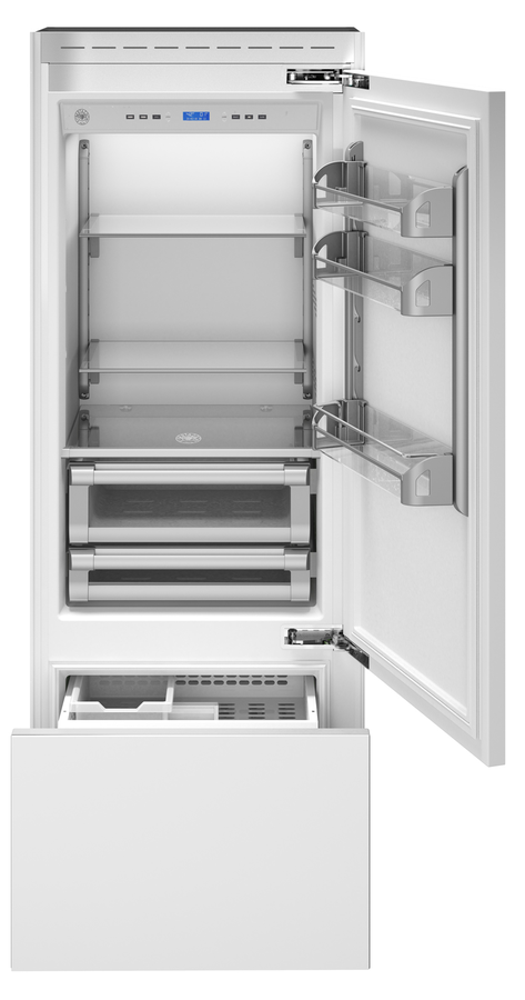Bertazzoni REF30BMBZPNV 30 Inch Bottom Freezer Refrigerator Overlay 16 Cu.Ft LH