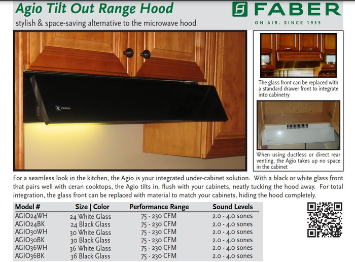 Faber Agio(Fluorescent)-Parts Replacement Parts Agio Tilt Out Range Hood (Fluorescent) replacement parts AGIO models