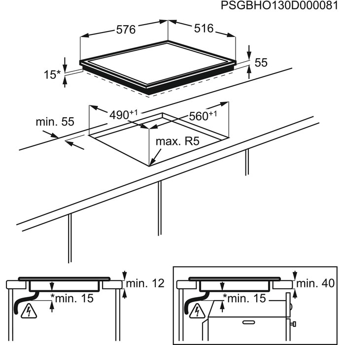 Induction Cooktop HK654400XB Inductiontop Built-In 24in -AEG