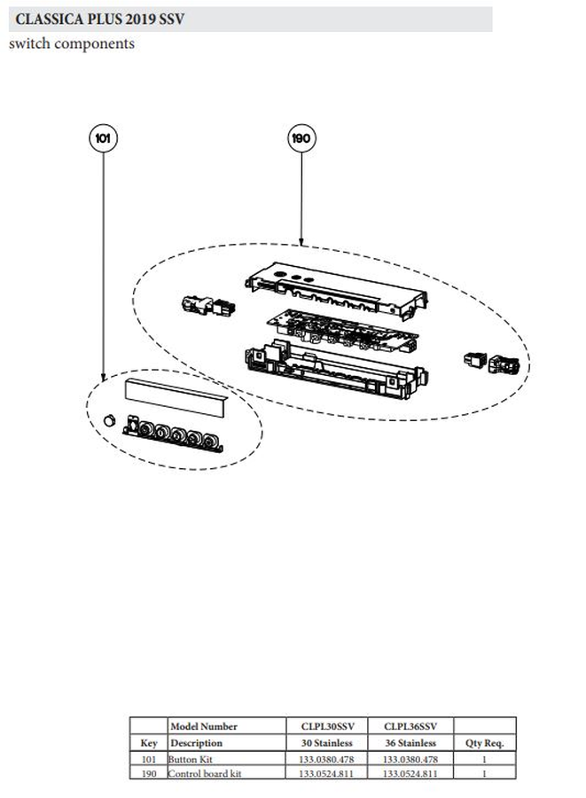 Faber Replacement Parts for Classica Plus-SSV CLPL30SSV CLPL36SSV