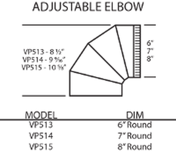 Vent-A-Hood VP513 HVAC Kit VP513 6 inch Round Adjustable Elbow