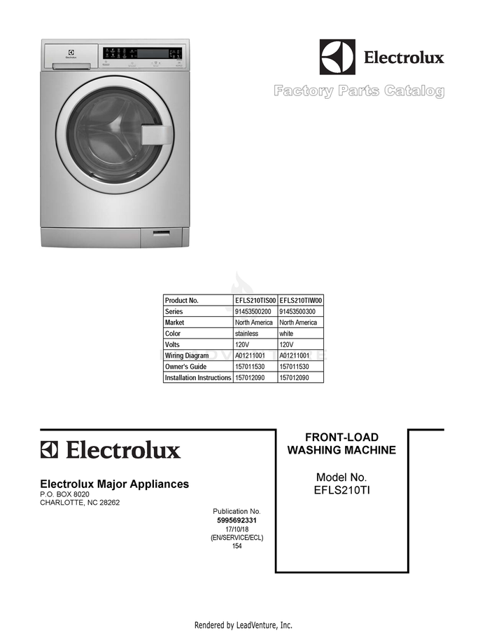 Electrolux EFLS210TIW 24in Front Load Washer - for parts or to test and repair