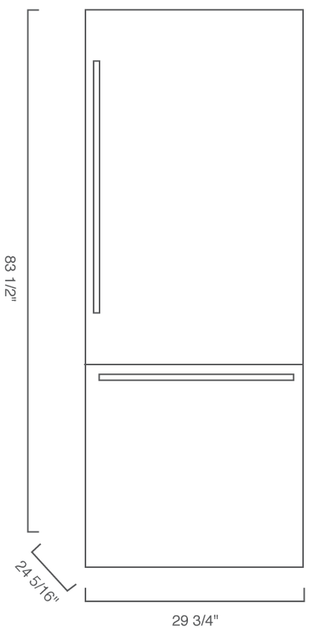 Blomberg BRFB1920SS 30 Inch Bottom Freezer Refrigerator Fully Integrated Fully Built-in LED Lights 16.4 cu ft ICE