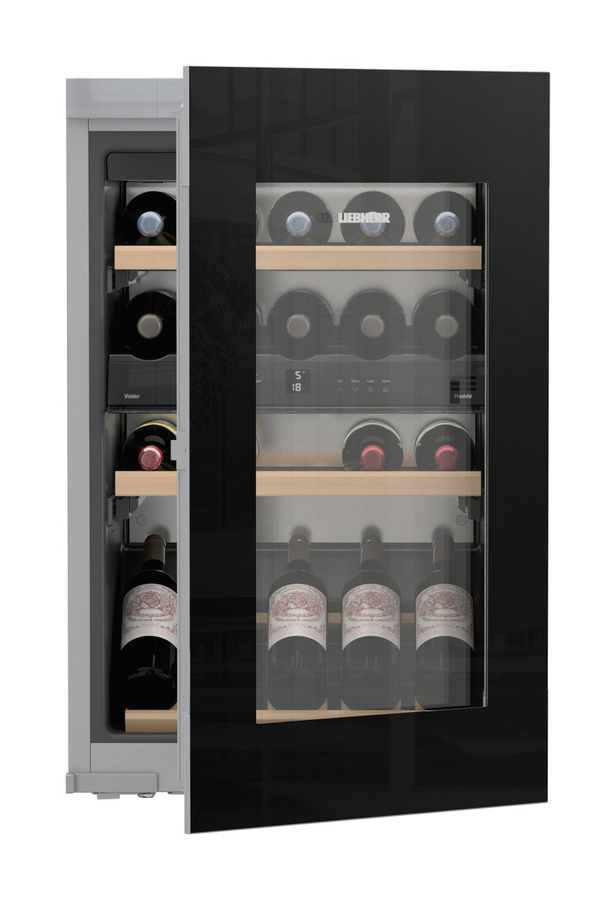 Liebherr HWGB3300 24 Inch Wine Refrigerator 33-Bottles Black Glass TipOpen