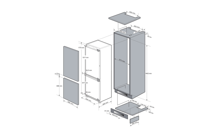LG LSBNC1021P 24 Inch Bottom Freezer Refrigerator