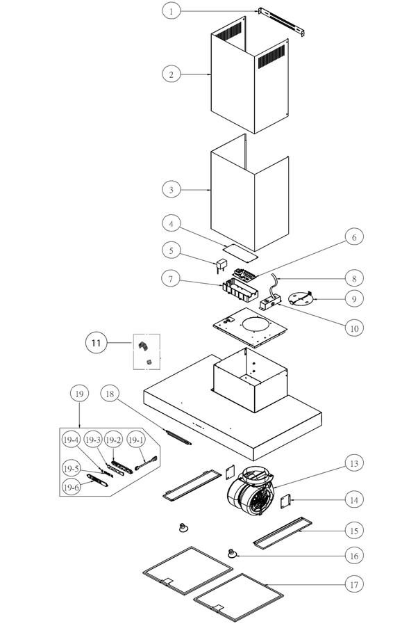 Zephyr ZROM90CS Range Hood Replacement Parts