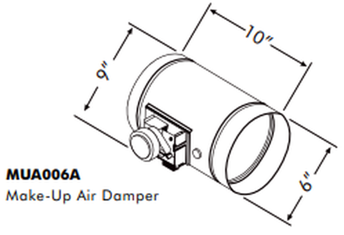 Zephyr MUA008A Make Up Air Kit Air Damper Kit 8 inch Universal