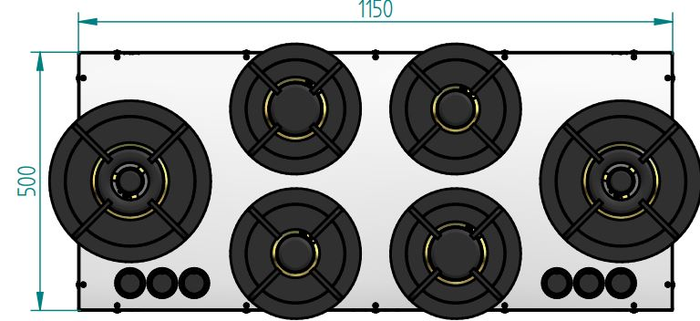 VarioCook Florence 58 Inch Modern Gas Cooktop 6 Burners