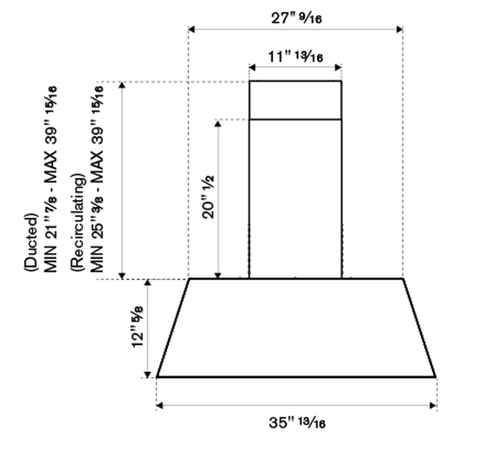Bertazzoni KMC36NE 36 Inch Wall Mount Hood 600 CFM