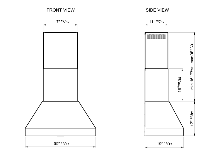 Bertazzoni KPH36XT 36 Inch Wall Mount Hood 600 CFM
