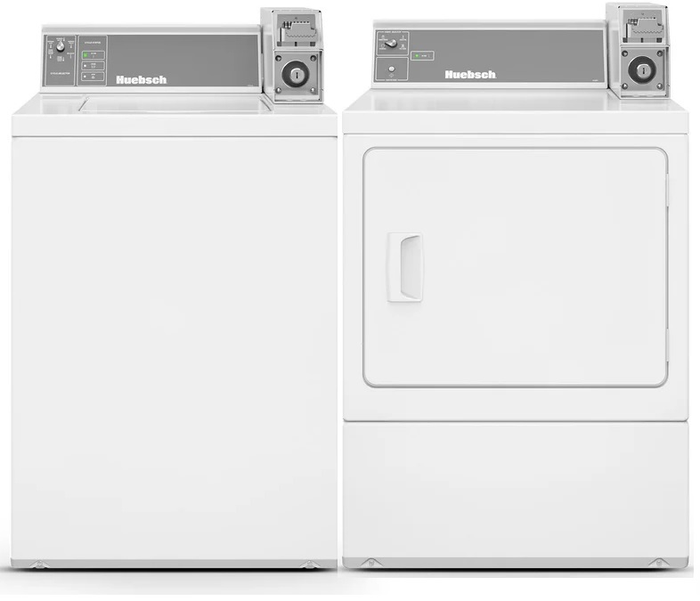 Huebsch TV2100WN DV2100WE 27 Inch Commerical Coin Drop Washer Dryer Pair