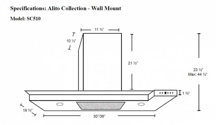 Cyclone SC51030SS 30 Inch Wall Mount Hood 550 CFM