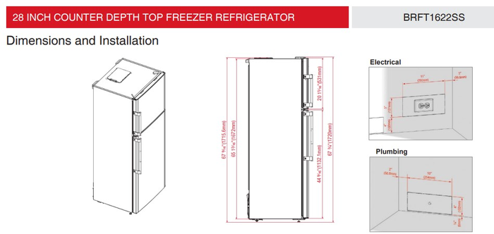 Blomberg BRFT1622SS 28 Inch Top Freezer Refrigerator