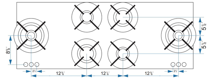 Tulip Cooking FRASER 19621 48 Inch Dutch Design Gas Cooktop