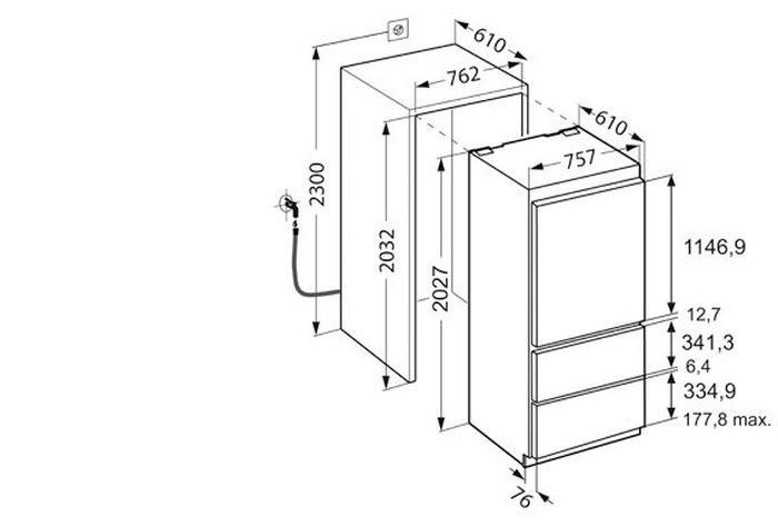 Liebherr HCB1561 30 Inch Bottom Freezer Refrigerator Built-In Integrated BioFresh Crispers