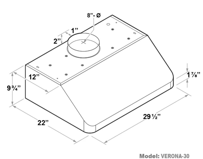 Victory Verona30 30 Inch Wall Mount Hood 900 CFM