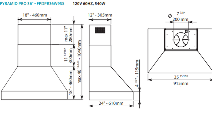 Falmec FPDPR36W9SS Range Hood replacement parts