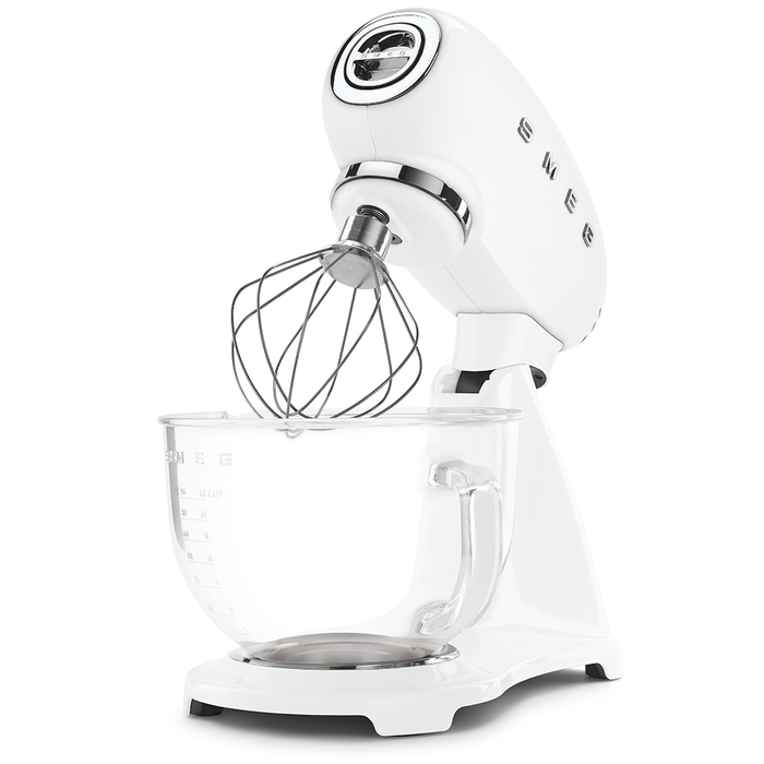 Smeg SMF13WHUS Retro 50's Style Tilting Stand Mixer 4.8 L 5 Qt 600 W Glass Bowl Full White