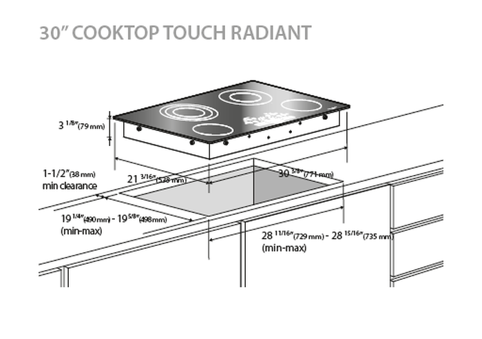 Gas Cooktop F6PGK305S1 Smoothtop Built-In 30in -Fulgor Milano