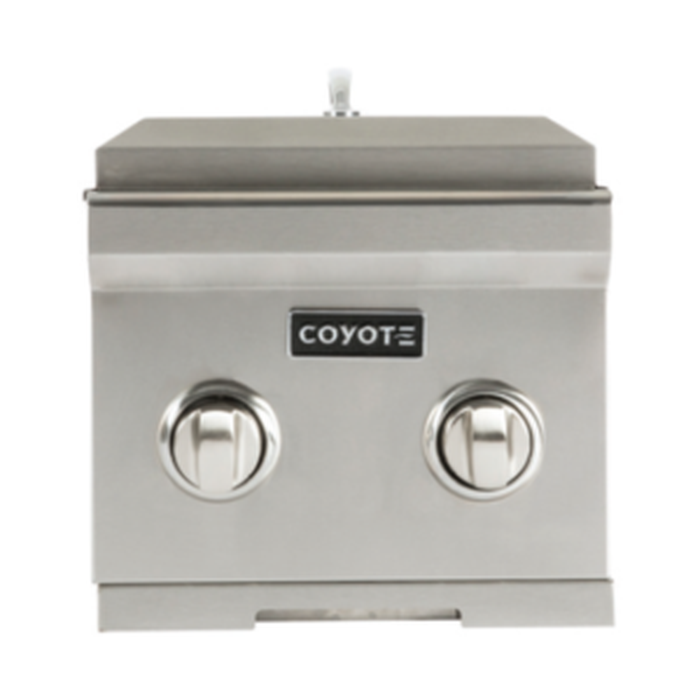 Coyote C1DBLP 14 Inch Built-in Double Side Burner with 2 15,000-BTU Brass Burners