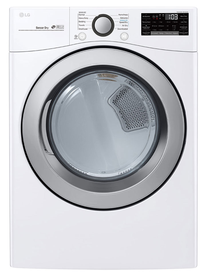 LG DLE3500W Electric Dryer Non Steam, Sensor Dry, Wi-Fi 27 Inch Wide