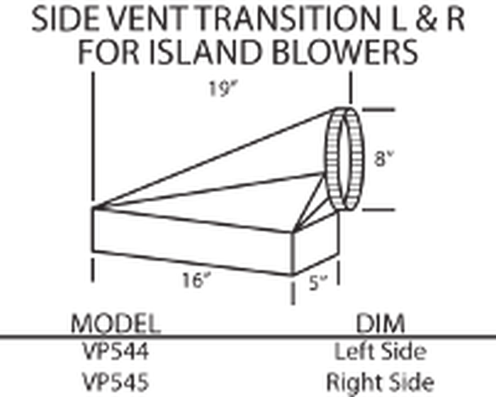 Vent-A-Hood VP544 Transition Kit VP544 Side Left T200 Island Transition