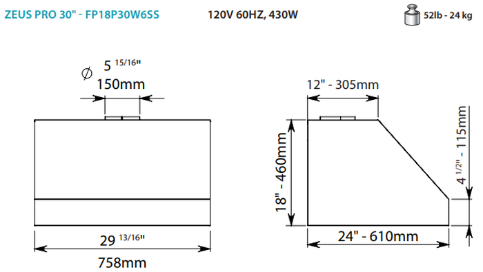 Falmec FP18P30W6SS Range Hood replacement parts