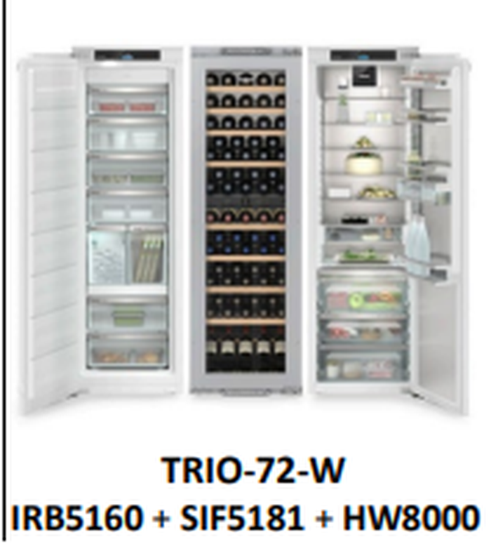 Liebherr TRIO-72-W 72 inch side by side Refrigeration Panel Ready Includes freezer SIF5181 Wine Fridge HW8000 and all fridge IRB5160 