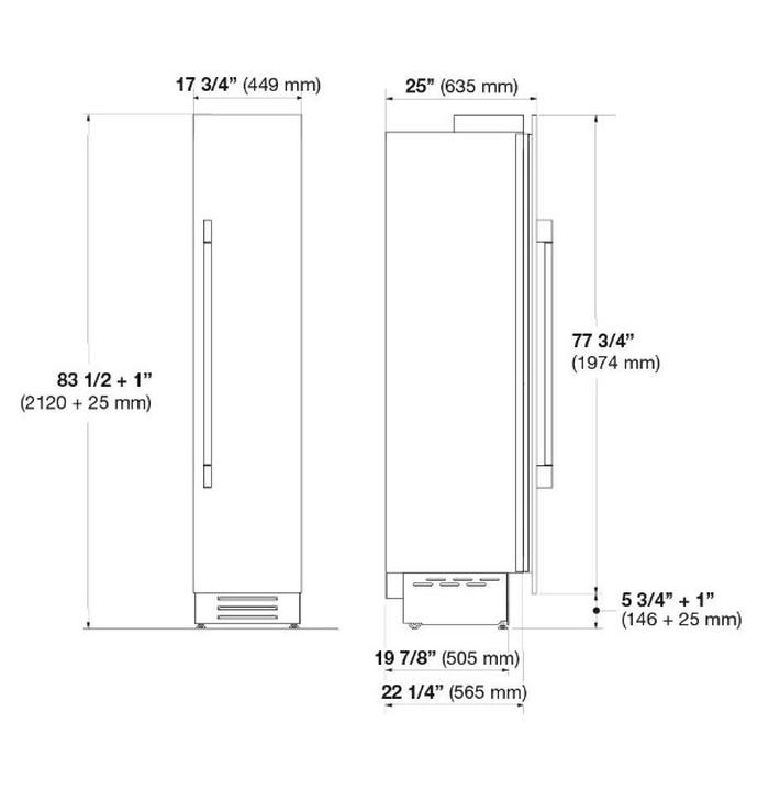 Fulgor Milano F7SFC18S1L 18 Inch All Freezer Column