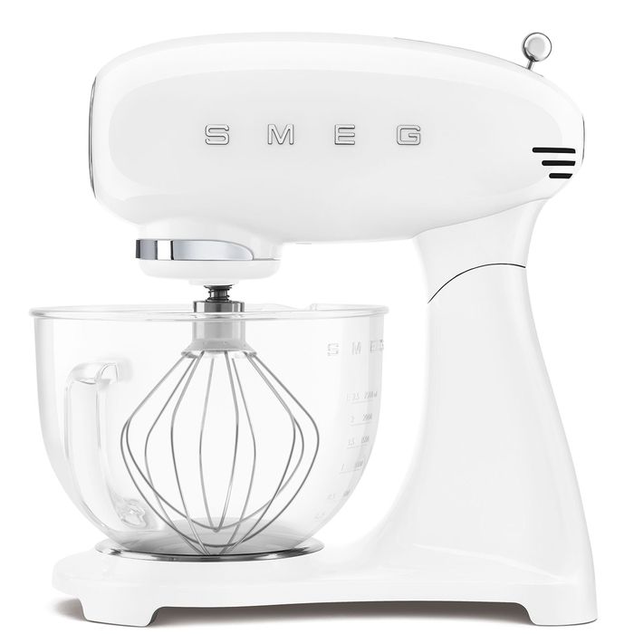 Smeg SMF13WHUS Retro 50's Style Tilting Stand Mixer 4.8 L 5 Qt 600 W Glass Bowl Full White