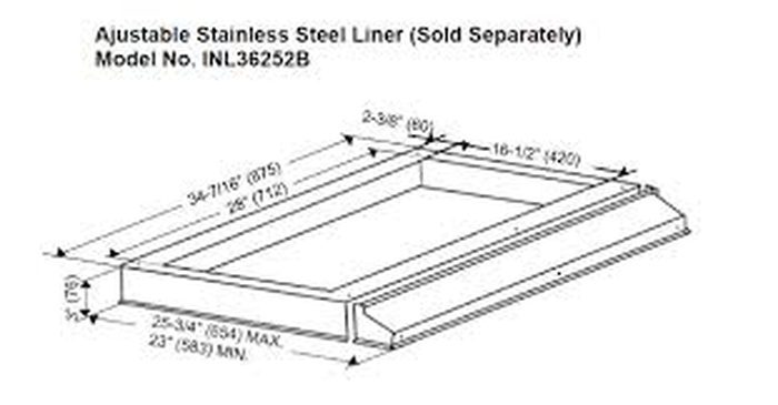 Kobe INL36252B 36"  Stainless Steel Liner for Built-In Range Hood