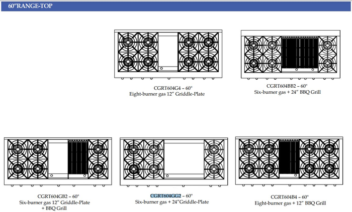 Capital CGRT604BG2L 60 Inch Gas Rangetop