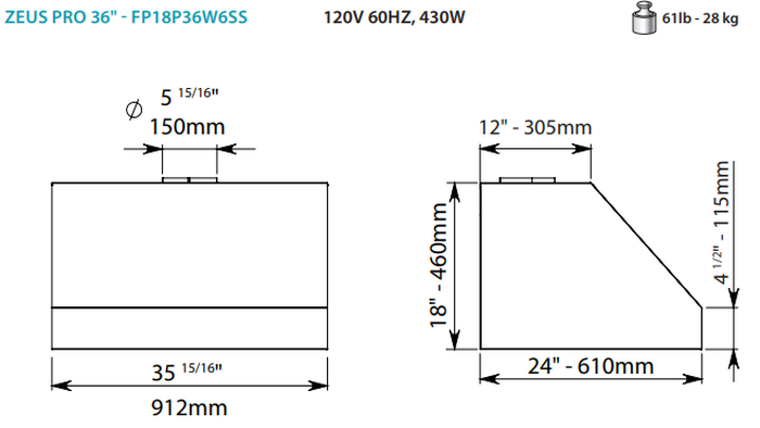 Falmec FP18P36W6SS Range Hood replacement parts