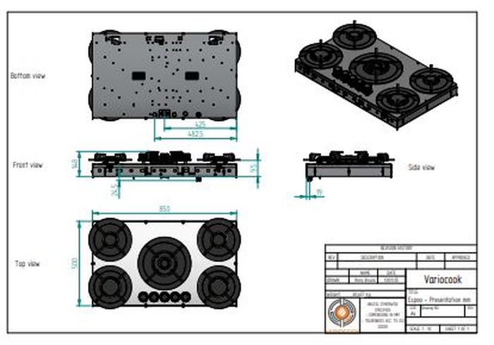 VarioCook ESPOO 36 Inch Modular 05 Burner Gas Cooktop