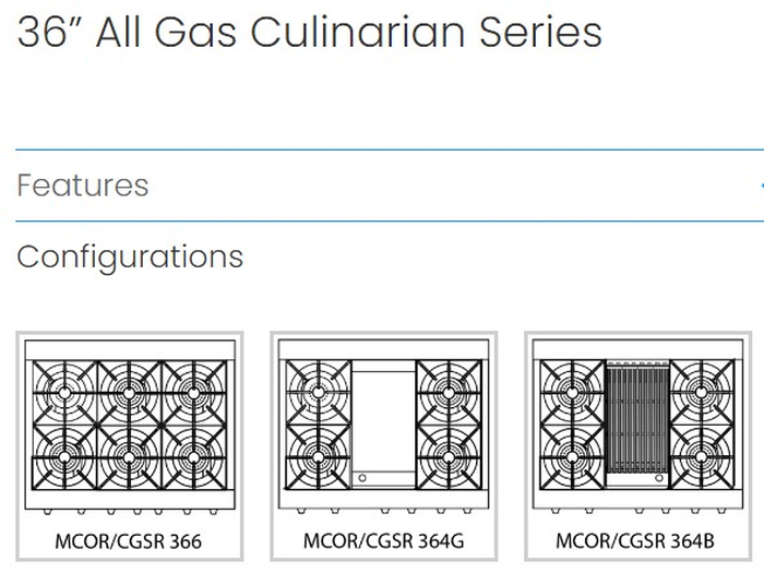 Capital MCOR364BL 36 Inch Culinarian Gas Range